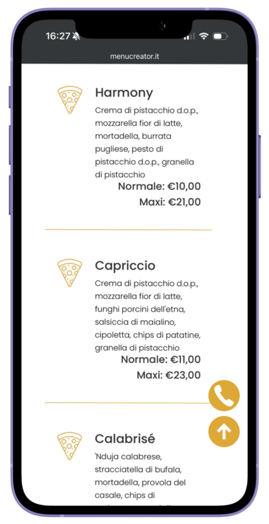 Menù digitale di Nta Vanedda